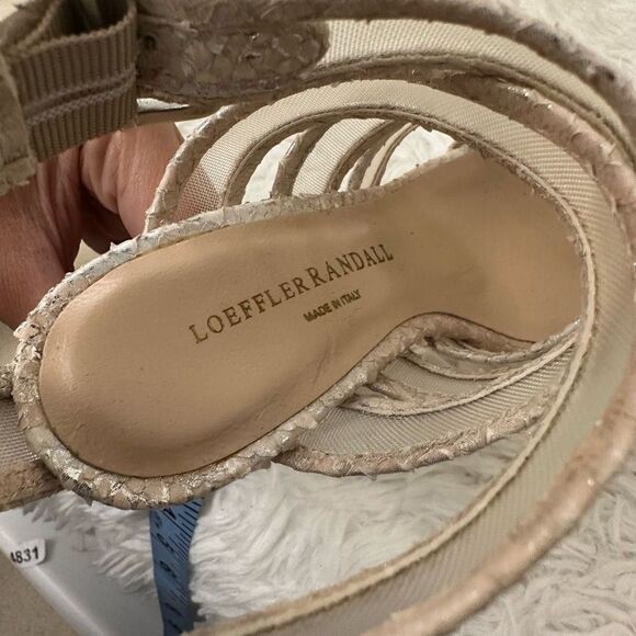 LOEFFLER RANDALL Paige Strappy‎ Python Metallic Leather Cage Sandals 5.5B NEW - Picture 7 of 9